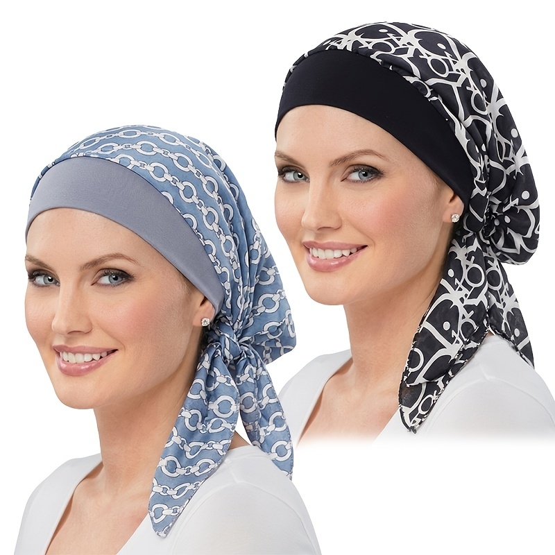 Skincare - 2pcs Set Tie-Up Faux Ribbon Headscarf